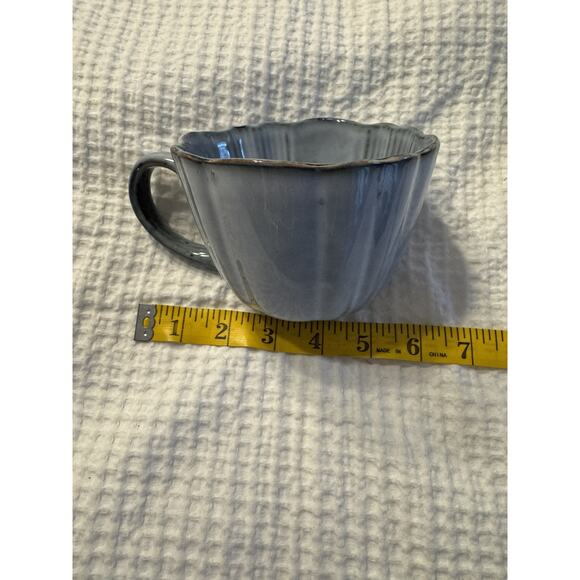 Code Maison Artisanal Floral Shape Coffee Tea Mug Cup 12oz Ceramic Blue - Picture 4 of 5
